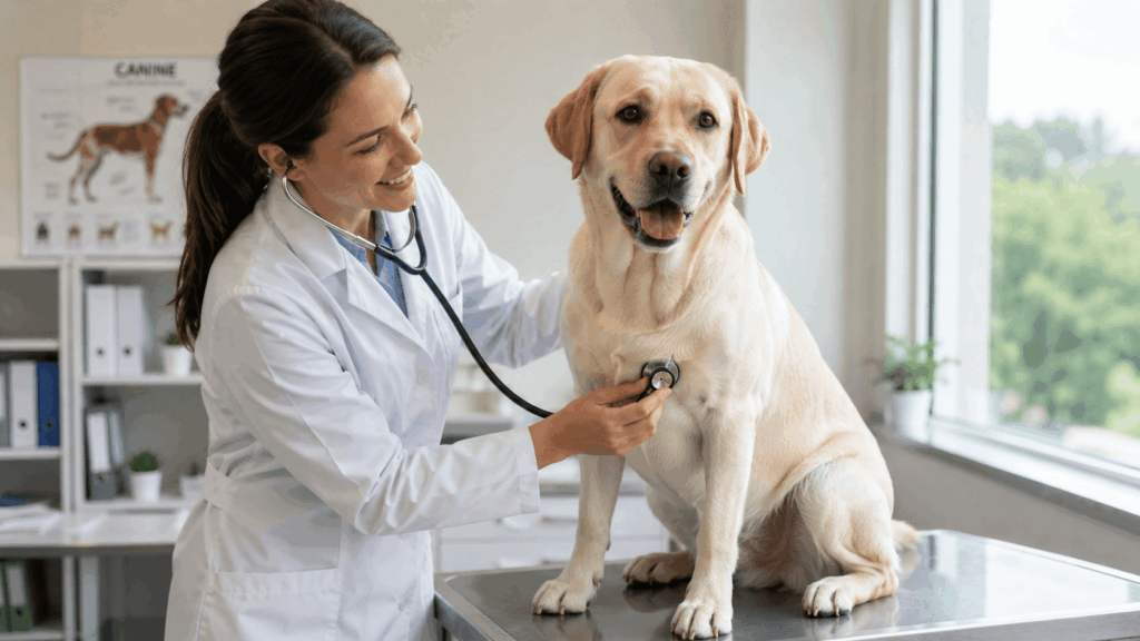 Gesunder Labrador Retriever beim Tierarzt