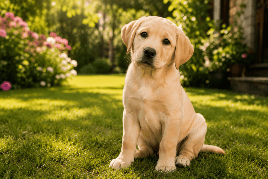 Labrador Welpen – Der komplette Guide für einen perfekten Start 1 Labrador Welpe im Garten
