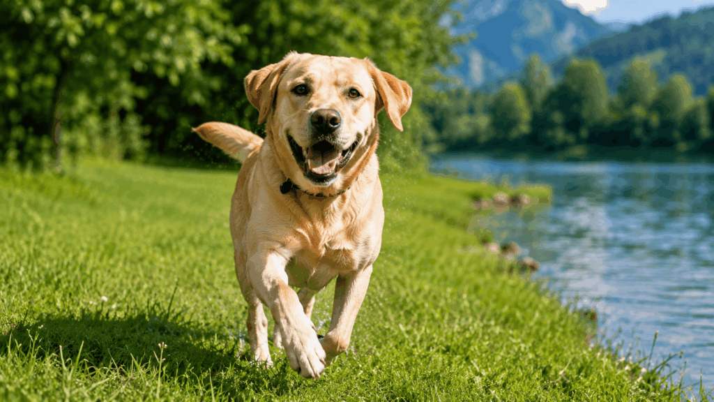 Labrador beim Spaziergang in der Natur
