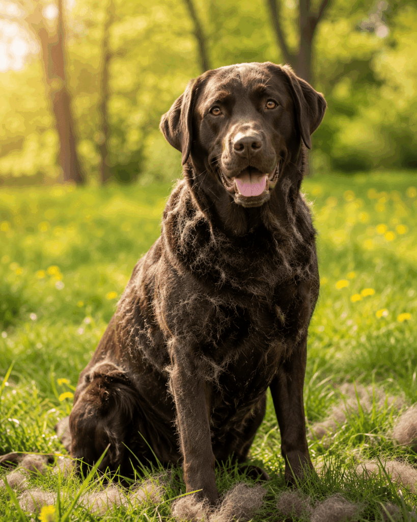Labrador im Frühling während des Fellwechsels