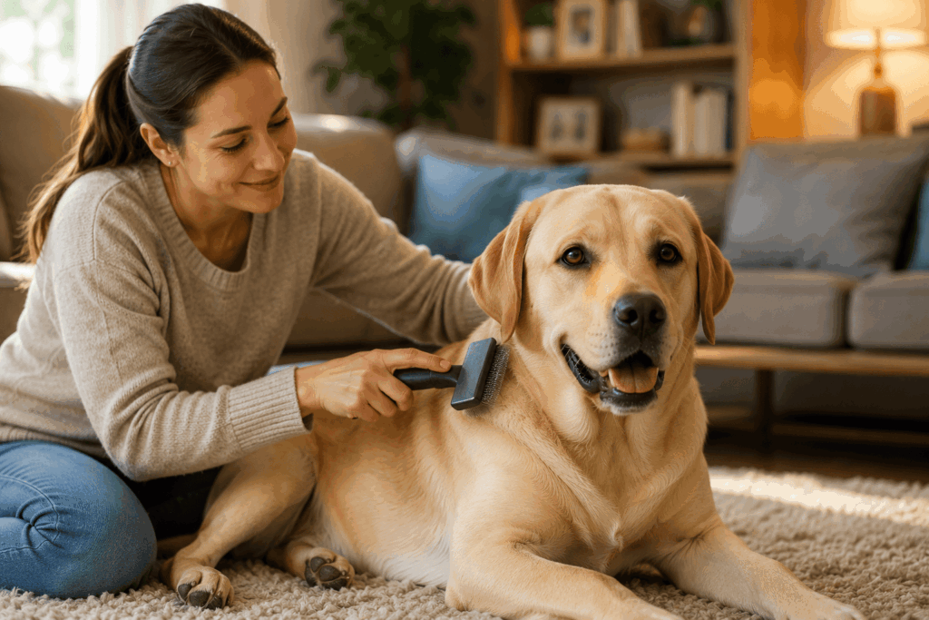 Labrador wird gebürstet