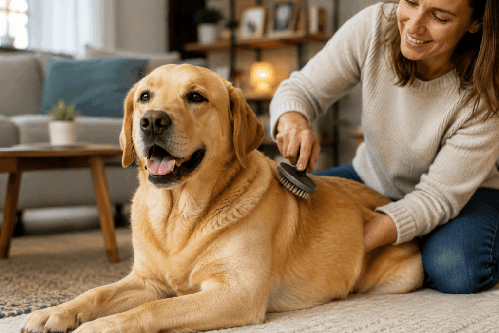 Labrador wird gebürstet